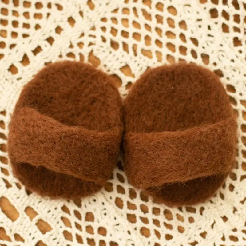 R66D Felt Props Slippers Coffee Cup Phone Pattern Photography Props Accessories