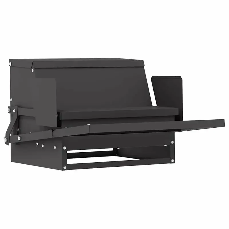 Hühnerfutterautomat mit Pedal, Automatischer Geflügelfütterer ohne Verschwendung, Schwarz 50x40x29 cm, Robuste Outdoor-Landwirtschaftsausrüstung