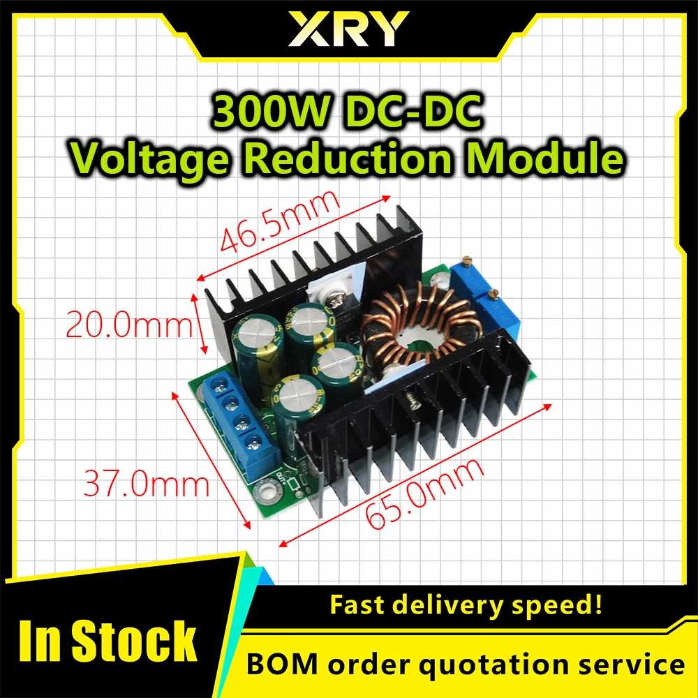 XRY 300W XL4016 DC-DC Max 9A Convertidor reductor 5-40V a 1,2-35V Módulo de fuente de alimentación ajustable Controlador LED