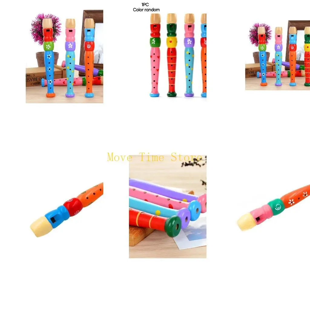 92ME Wooden Short Flute for Kids Woodwind Musical Instrument Early Education Music Sound 6-Holes Recorder Wooden Flute