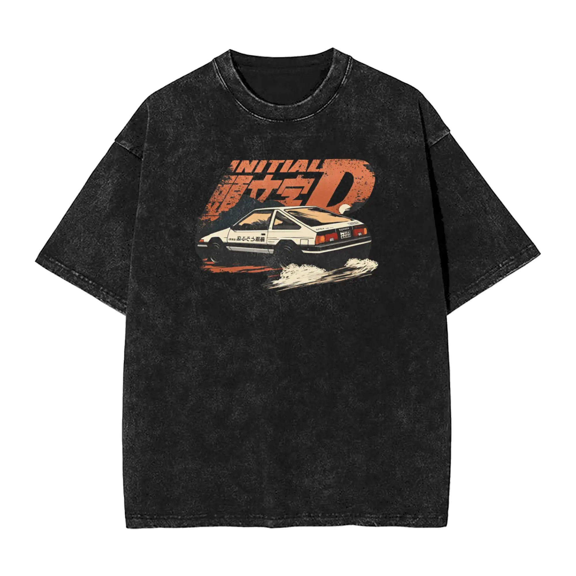 

Novelty Anime Drift AE86 Initial D T-Shirts for Men Round Neck Pure Cotton Washed T Shirts Short Sleeve Tees Summer Clothing