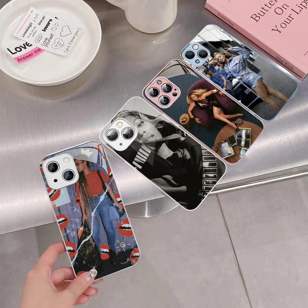 Singer B-Beyonce Phone Case Tempered Glass For iphone 14 13 12 11 Pro Mini XS MAX 14Plus X XS XR Fundas