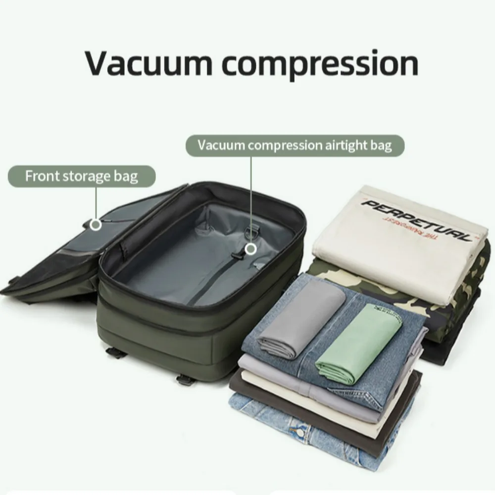 Vacpack Vacuum Compression Backpack Airback with Pump Men Waterproof Expandable Carry On Travel Backpack 17 inch Laptop Backpack