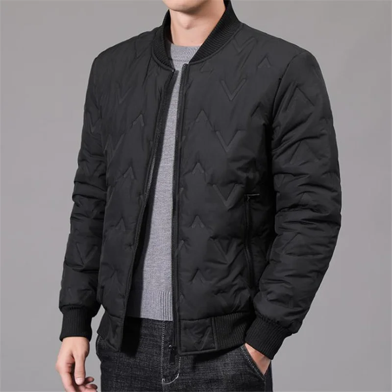 Novo quente grosso homens parka jaquetas de inverno casuais dos homens outwear casacos gola sólida masculino windbreak algodão