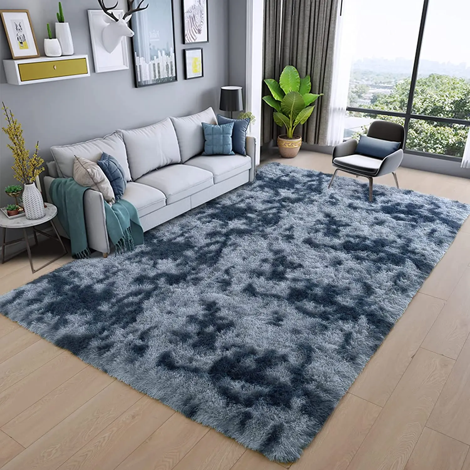 Fluffy plush tie dyed Large carpet Living room decor rug Child non-slip floor mat bedroom Stitch carpets Home decoration rugs