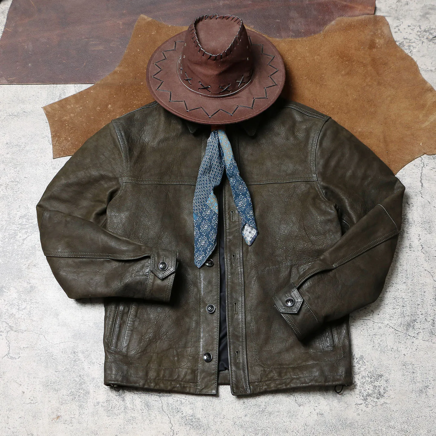 Genuine Natural Sheepskin Turn-Down Collar Single Breasted Coat Dark Green Spring Leather Shirt Men Vintage Style Plus Size 4XL