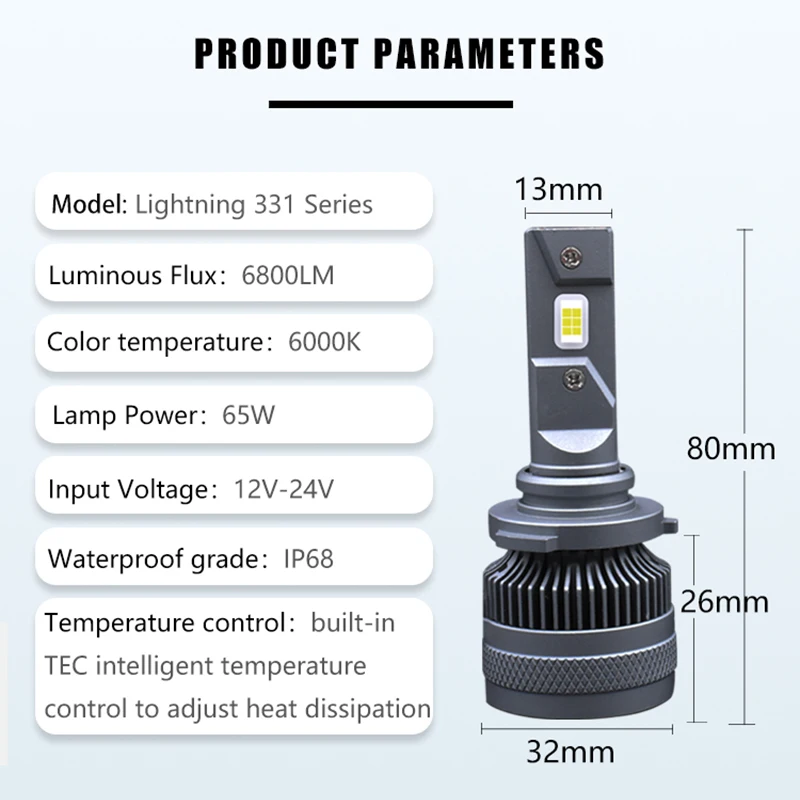 

LED Headlight Bulbs 12-24V 55-65W 6000-6500K White LED Headlamp Bulbs with High Low Beam Combos Headlights Conversion Kit