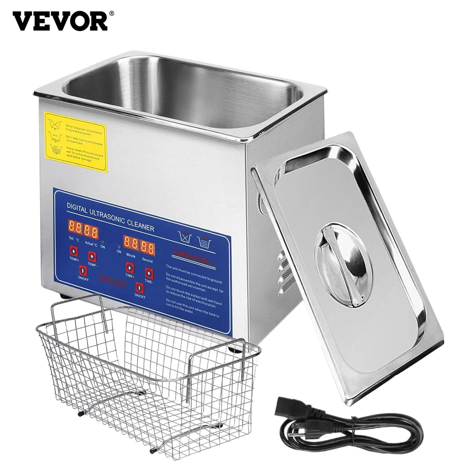 Vevor Máy Đo Tắm 3L Công Suất Có Thể Điều Chỉnh 120W Nhẫn Đồng Hồ Kính Làm Móng Răng Giả Cổ Công Cụ Phần