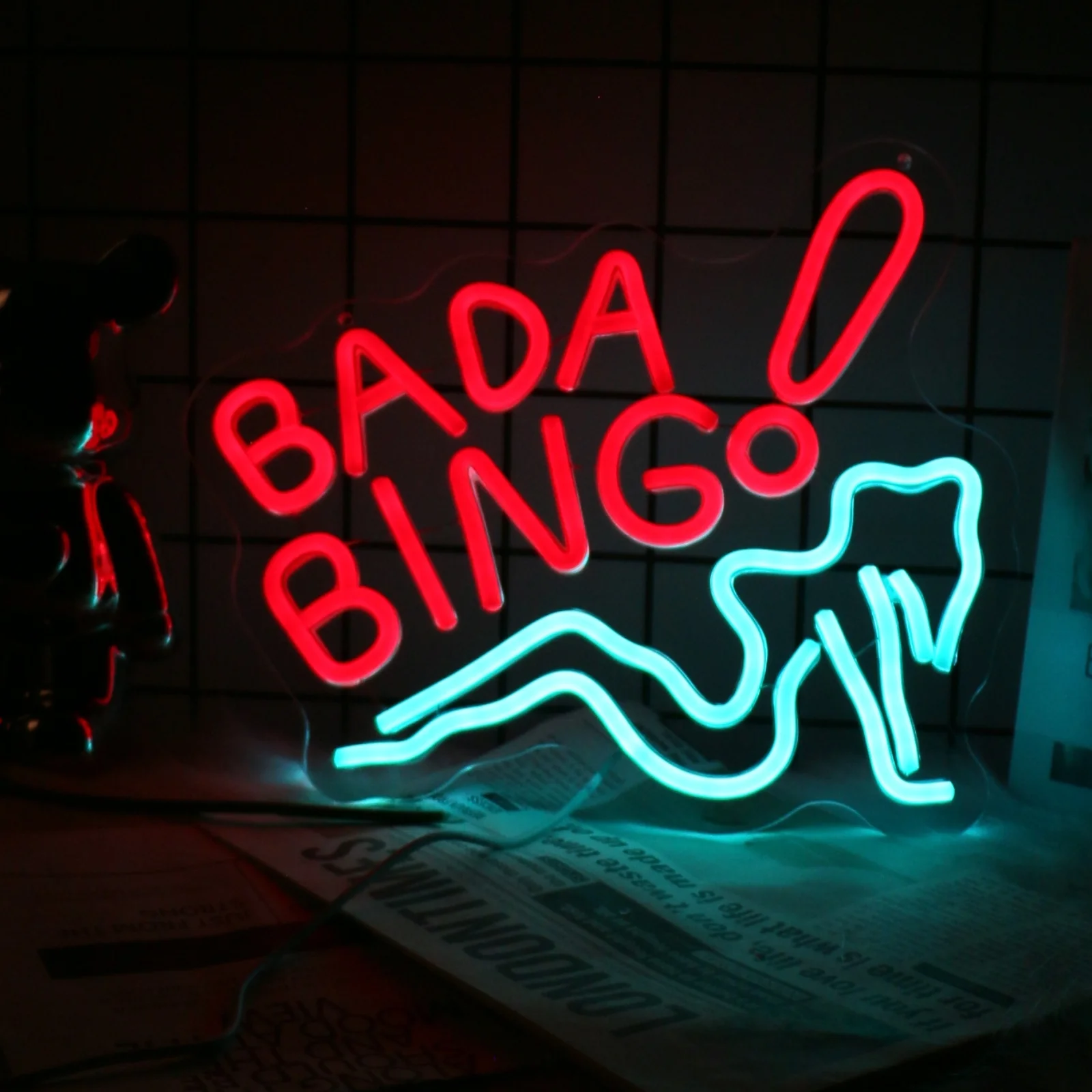 UponRay Bada Bing Neon Signs for Wall Decor for Man Cave Light Up Sign for Bedroom Bar Pub Store Club Party Dance Studio