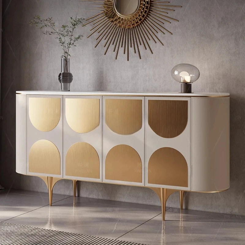 

Italian rock slab entrance cabinet Modern restaurant entrance cabinet Light luxury high-end bedroom TV cabinet