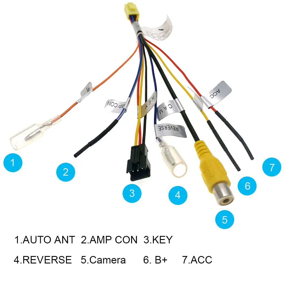 10 Pin Camera Reverse RCA Amp Conp Auto Ant Output Wire Harness Adapter Cable Wiring Connector Android Radio Accessories