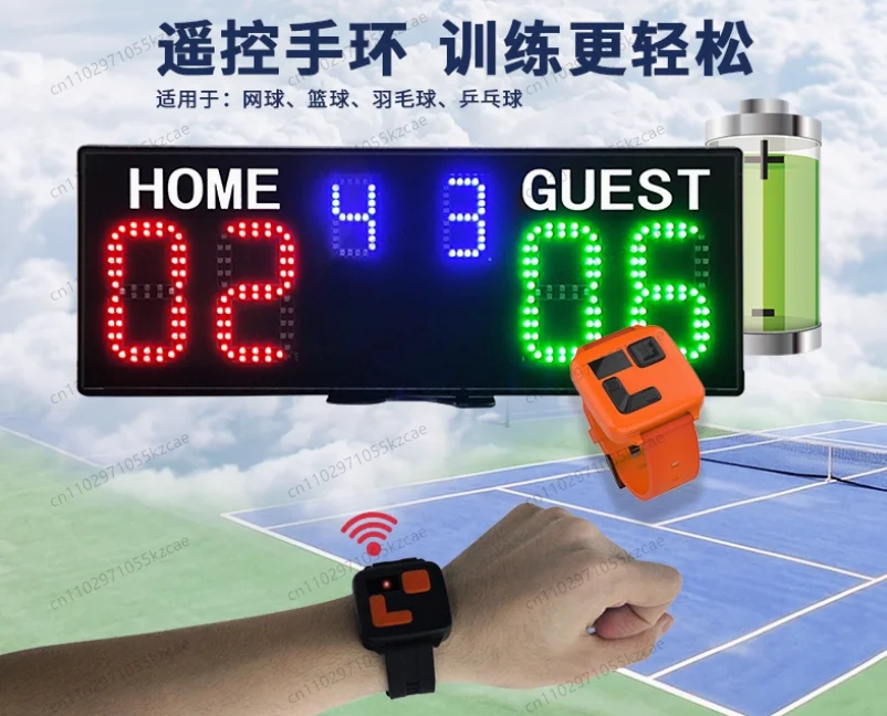 LED Electronic Scoreboard for Basketball & Tennis, Match Countdown Timer with Referee Control