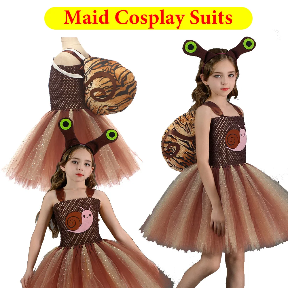 

Little Snail Cosplay Tutu Dress Headband Kids Girls Children Stage Performance Costume Clothing Halloween Carnival Party Suit