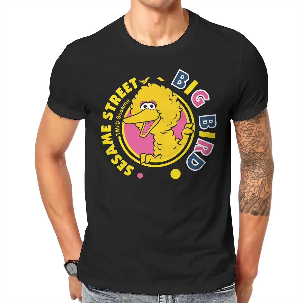 Men Sesame Streets T-Shirt Crewneck Cotton Style Big Bird Hipster Ofertas O Neck Graphic Tshirt