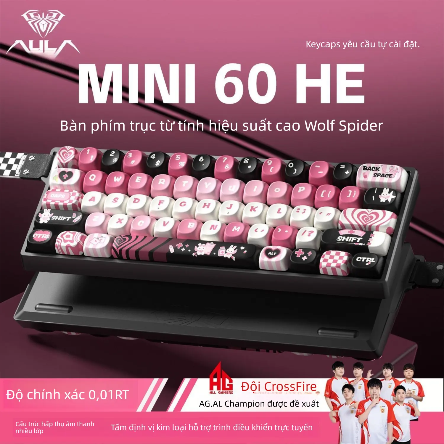 AULA-MOJING | Bàn Phím Thể Thao Điện Tử Cao Cấp Không Dây Bluetooth 3 Chế Độ Có Trục Từ
