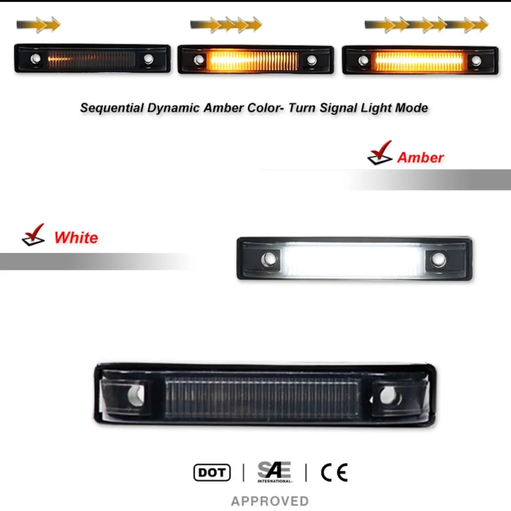 For Jeep Wrangler TJ JK & JL Bushwacker Flat Style Car LED Fender Flare Side Marker Turn Signal Lights Parking/Driving Lights