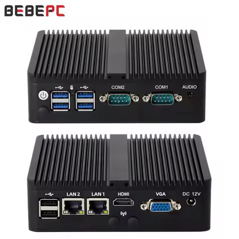 Industrial Mini PC Fanles Intel Celeron J6412 8GB DDR4 512GB M.2 NVMe SSD 2x COM RS485/232 2x GbE LAN 6x USB Windows 10/11 Linux