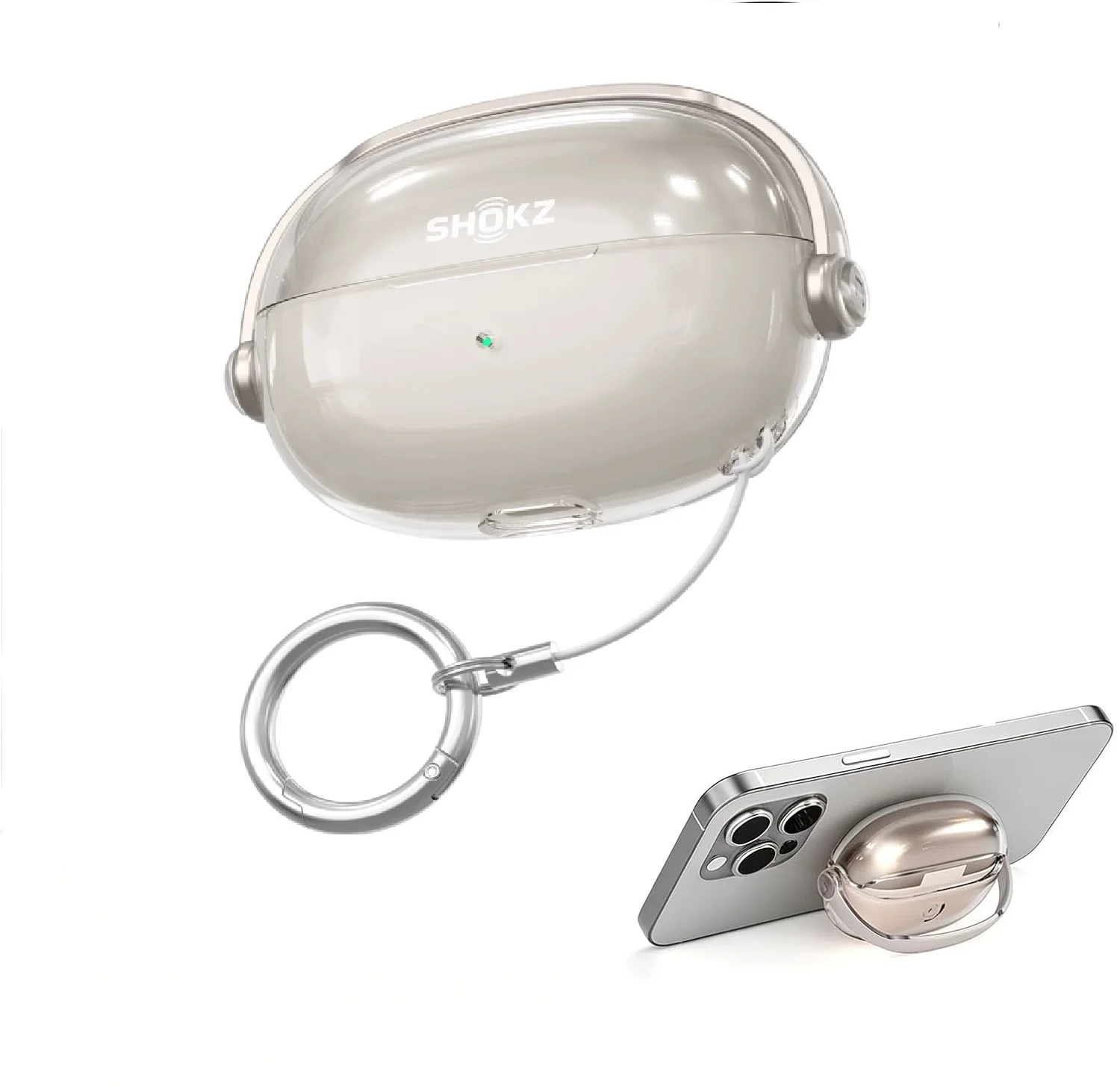 for SHOKZ OpenDots 2 Case with Lock Clip, Clear Case for SHOKZ Open Dots ONE & Two Earbuds, Scratch Shock Resistant Cover