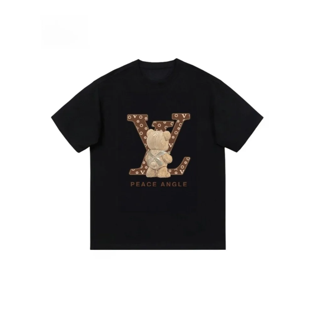 

Bear High Street Trendy Brand Loose T-shirt American Short-sleeved Men's and Women's Pure Cotton Casual Street Versatile Top
