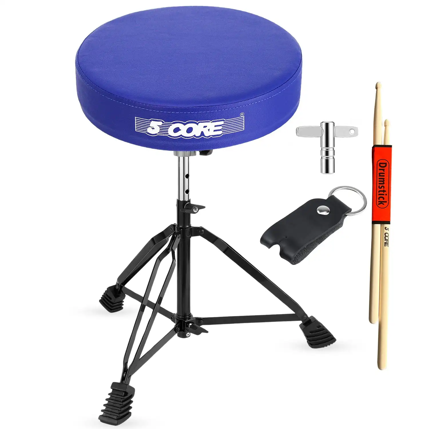 

5 Core Drum Throne 3" Thick Padded Comfortable Guitar Stool Drummer Chair Adjustable Musician Seat DS BLKCH BLU