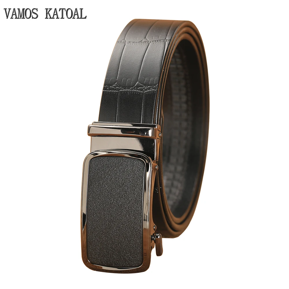 

VAMOS KATOAL Male Belt Luxury Brand Automatic Men Belts Cowskin Leather Waist Strap Genuine Leather Belts For Jeans