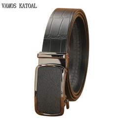 VAMOS KATOAL Male Belt Luxury Brand Automatic Men Belts Cowskin Leather Waist Strap Genuine Leather Belts For Jeans