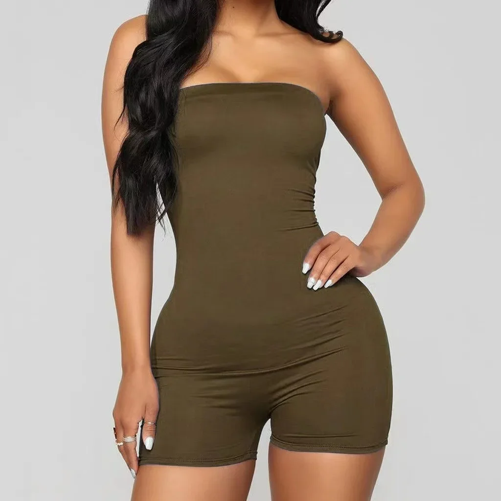 

CPSYMYM Women Slim-fit Sexy Playsuit Lady Girls Strapless Bandeau Holiday Mini Playsuits Summer Shorts Jumpsuit