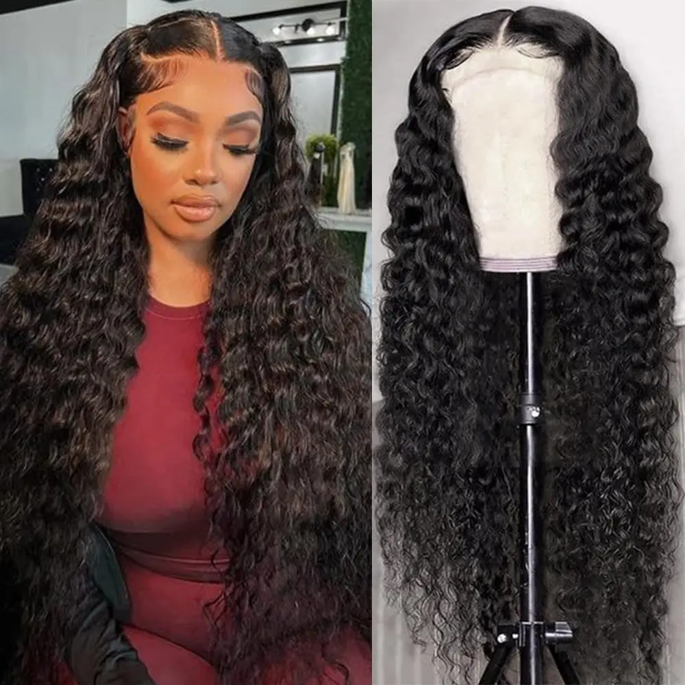 Glueless Human Hair Wig Transparent Lace Front Human Hair Wigs   5×5  6x4 HD Lace Closure Wig  28  32 Inch Deep Wave Frontal Wig