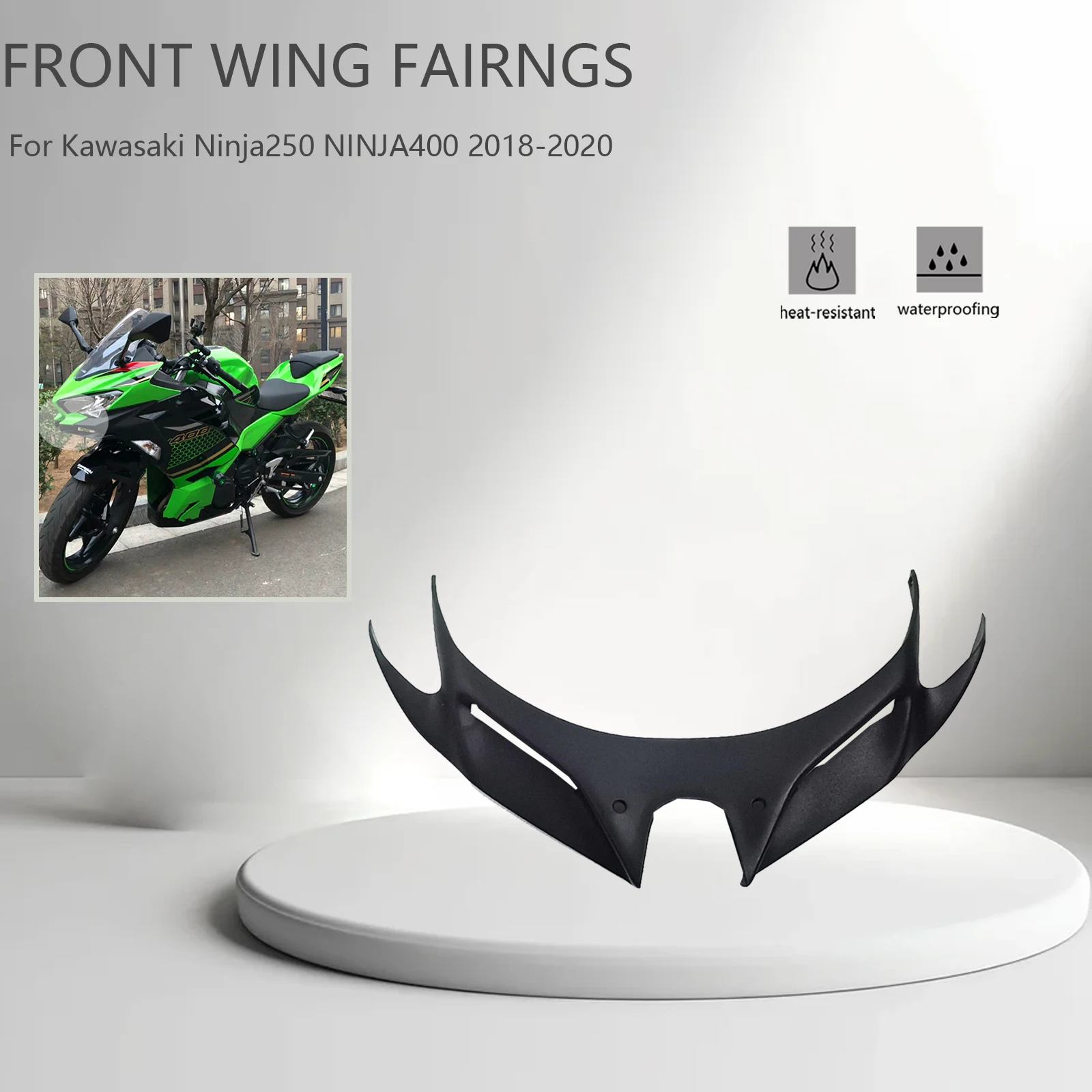 

Ninja 400 Motocycle Front Wing For KAWASAKI Ninja250 NINJA400 2018-2020 Aerodynamic Mouth Shell Cover Protection Guards