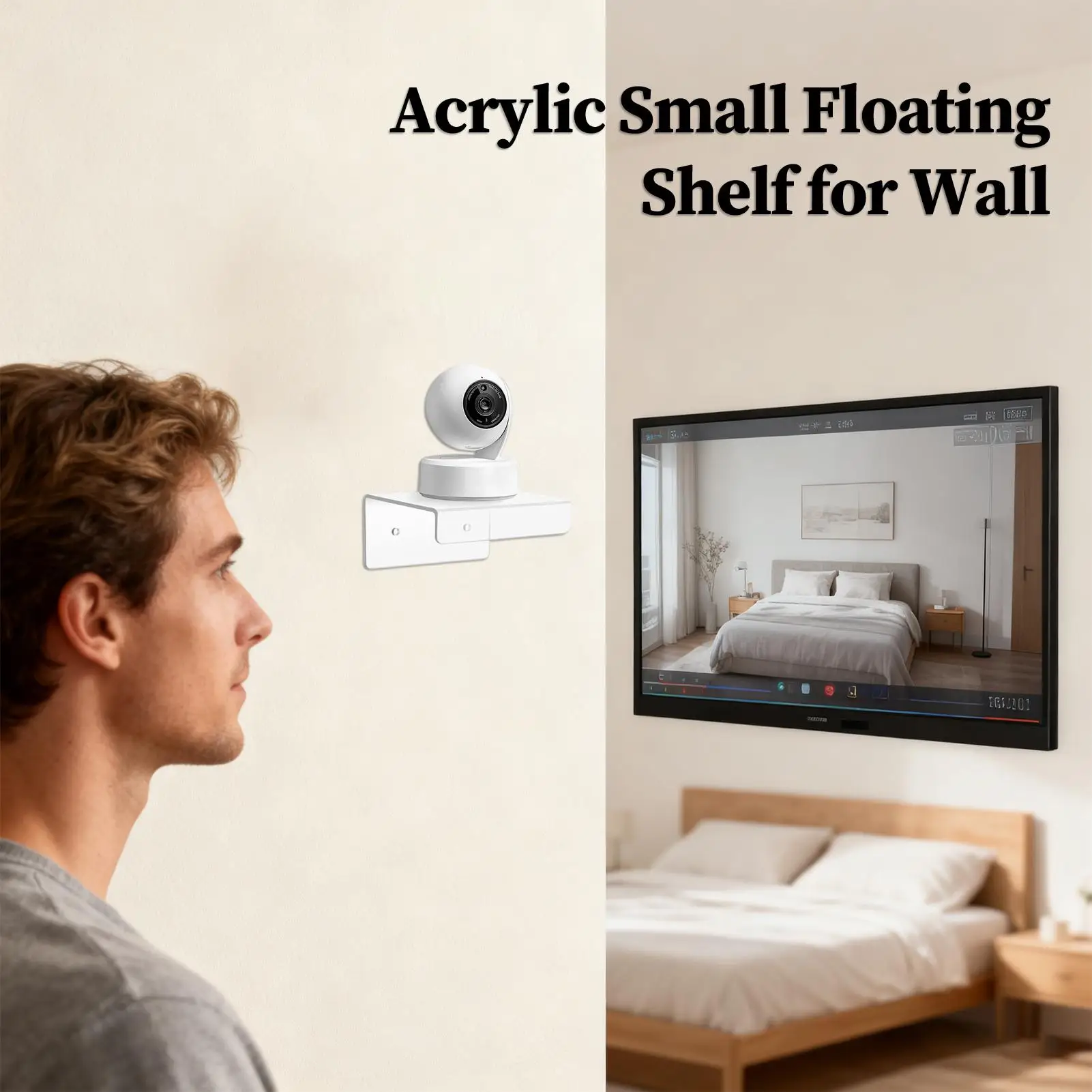 Acrylic Floating Shelves For Wall 3 Pieces Photo Frame Organizer Wall Mounted Book Shelf For Renters Designers Students Office
