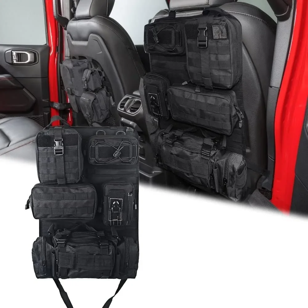 Universal Tactical Seat ​Back Organizer Vehicle Panel Organizer Storage Bag with 5 Detachable Pouch for Vehicel Jeep,Truck,SUV