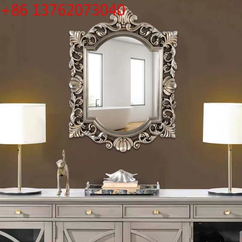 

Классическое европейское ретро-зеркало для ванной комнаты, резное художественное настенное декоративное зеркало