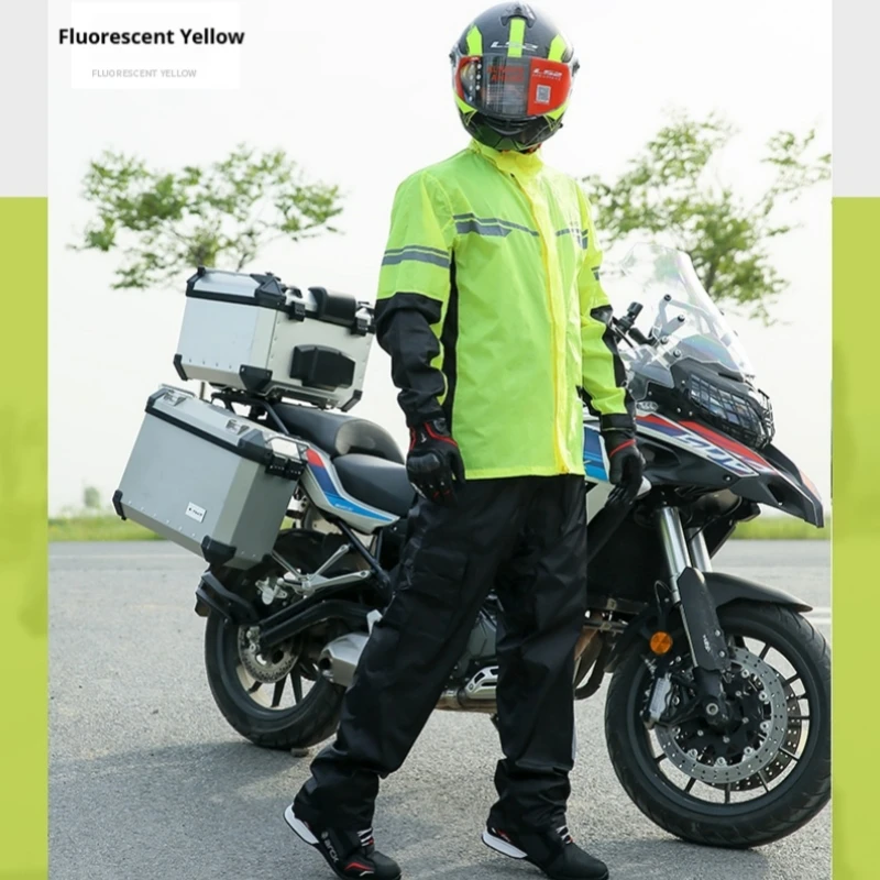Waterproof Motorcycle Rainsuit Split Raincoat Suit Lightweight Foldable Windproof Reflective Cycling Motorbike Jacket And Pants