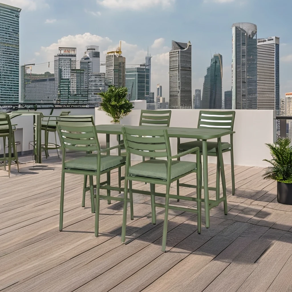 

Modern Outdoor Patio GardenDining Set Hotels Aluminum Frame Metal Dining Table and Chairs