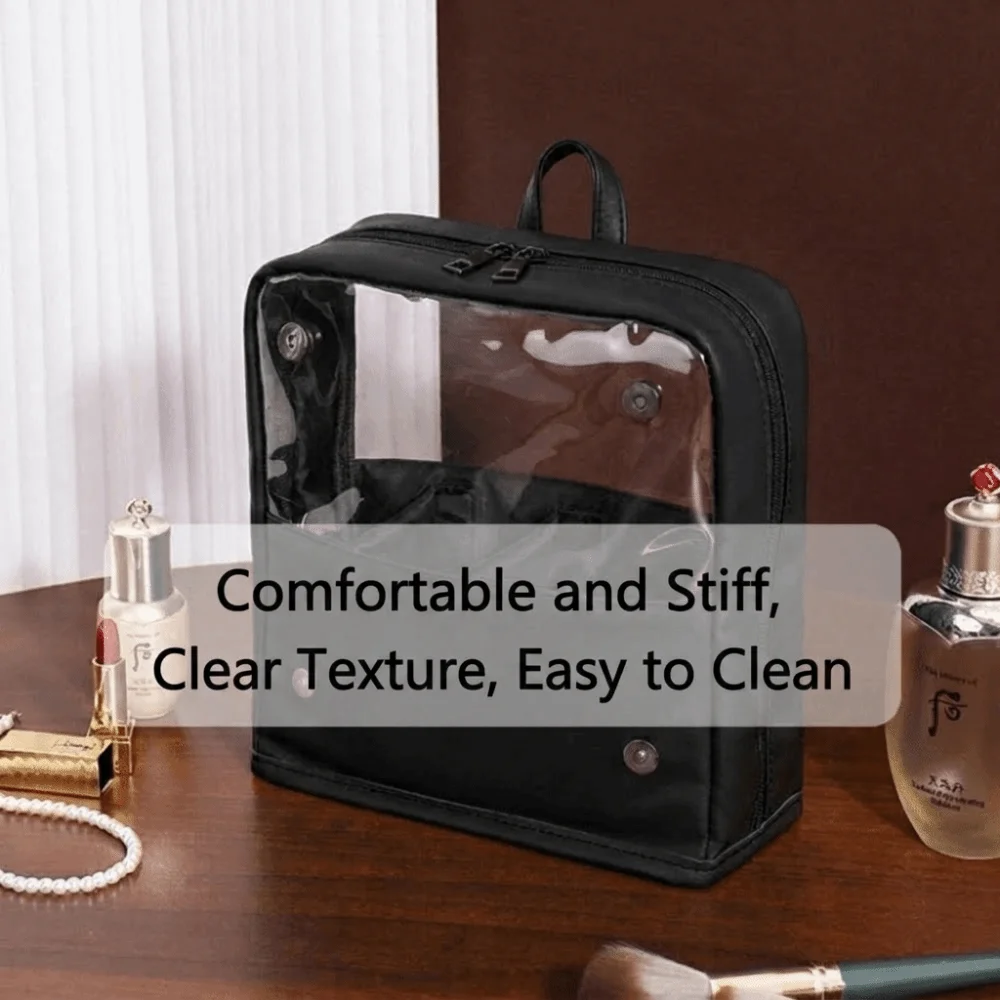 Waterproof Transparent Makeup Bag See-Through Zipper Stand-up Design Cosmetic Bag with Handle Dividers