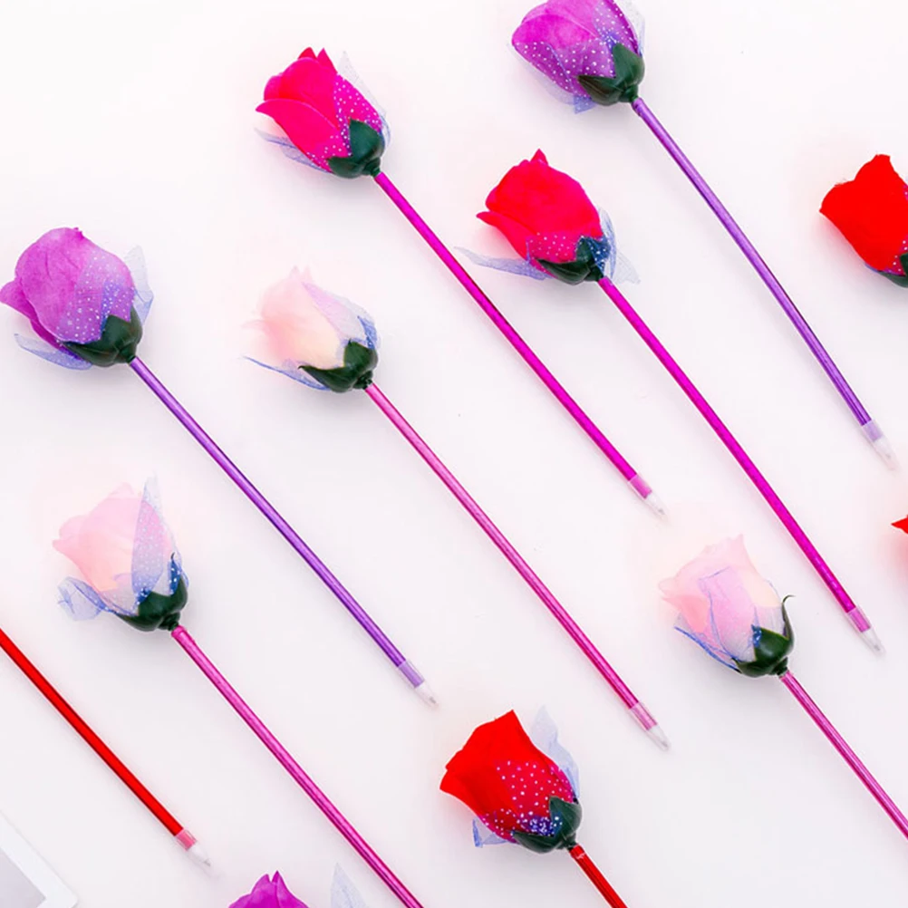 

12Pcs Adorable Rose Design Ballpoint Pen Creative Stationery Supplies For Kids Writing Fun