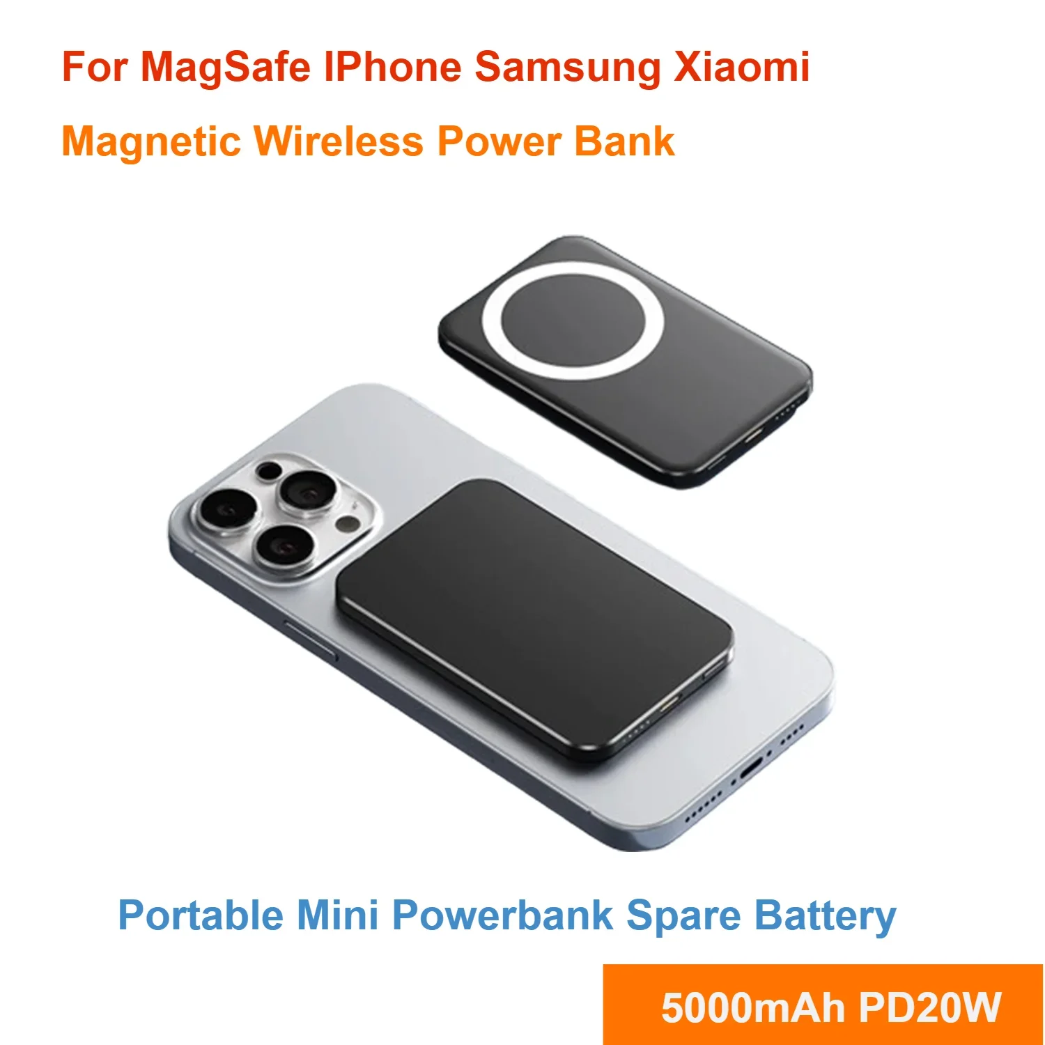 For MagSafe IPhone Samsung Xiaomi Magnetic Wireless Power Bank Portable Mini Powerbank Spare Battery Charger 5000mAh PD20W