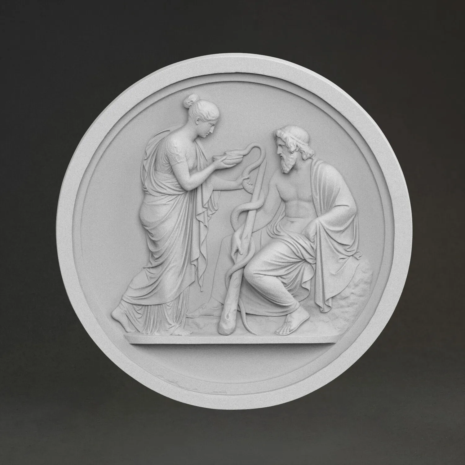 “Nemesis's recitation” sculpture, 3D printed resin material, hand-painted, plaster-like textured decoration