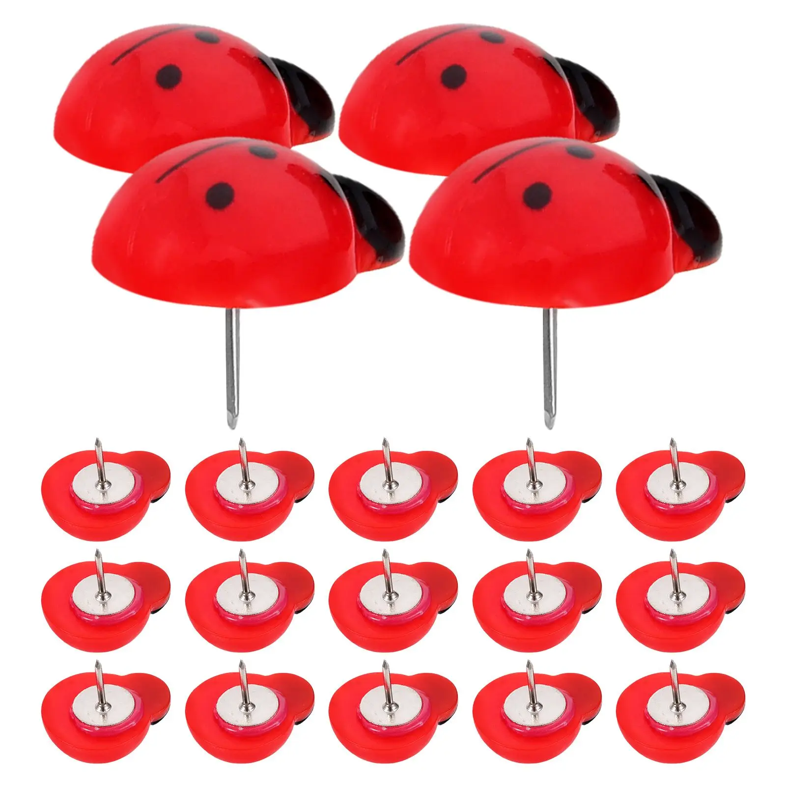 

20pcs Seven Star Ladybug Push Pins Cute Thumbtacks Metal Tacks Reliable Office Use Notice Board Pins