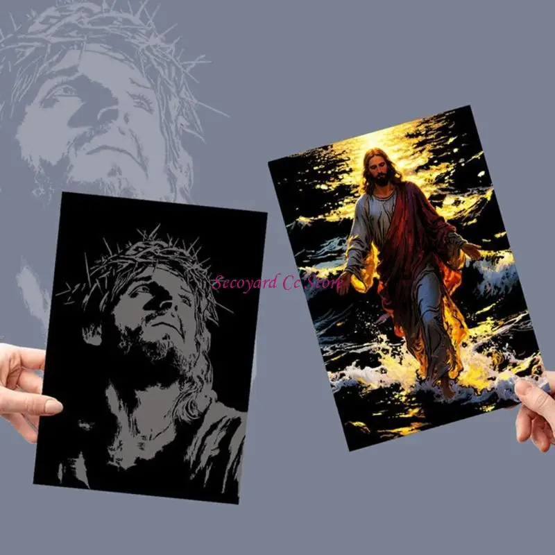N3UC Oil Painting Texture Revealing Commemorative Scratch Craft for Adults Stress Relief Includes 4 Portraits Sheet