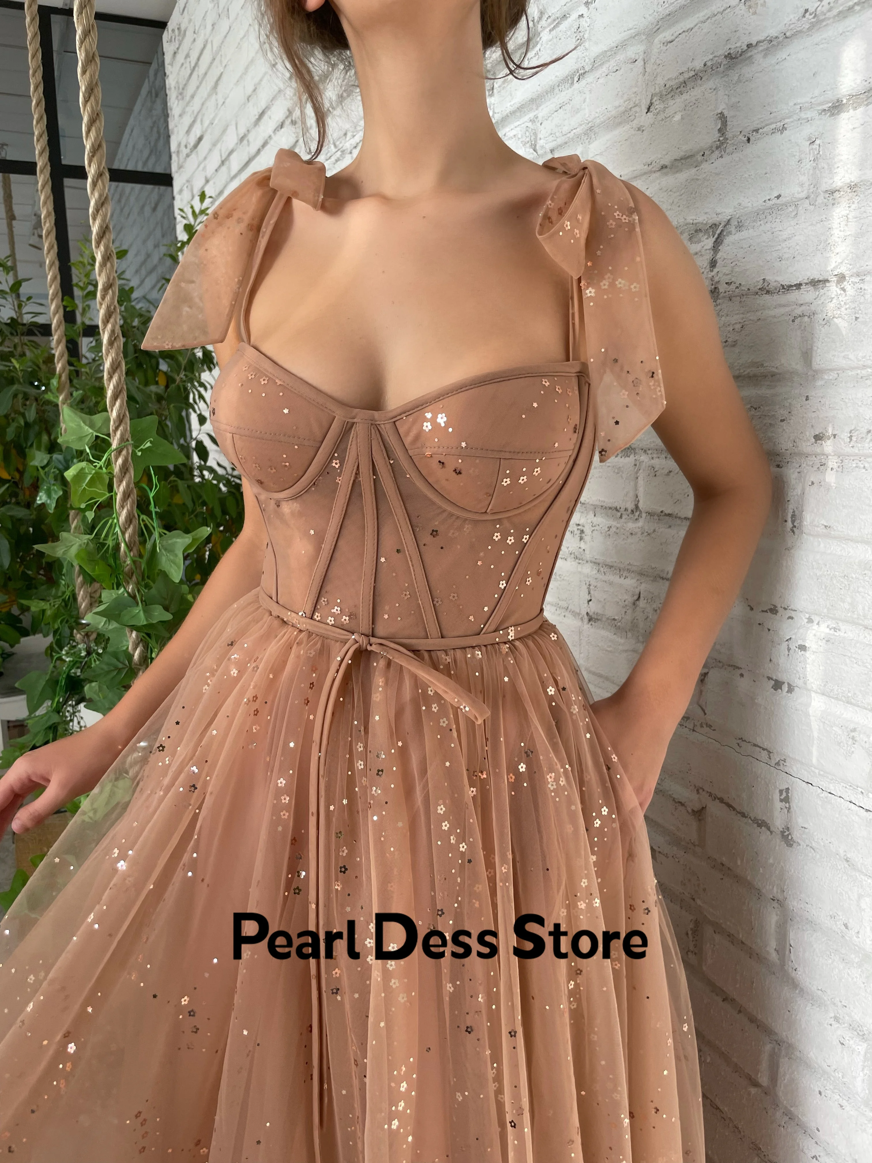 Line A Bridesmaid Dress Woman Chiffon Happy Sharon Evening Dresses for Formal Occasions Pearl Sweetheart Robe De Soiree Femmes