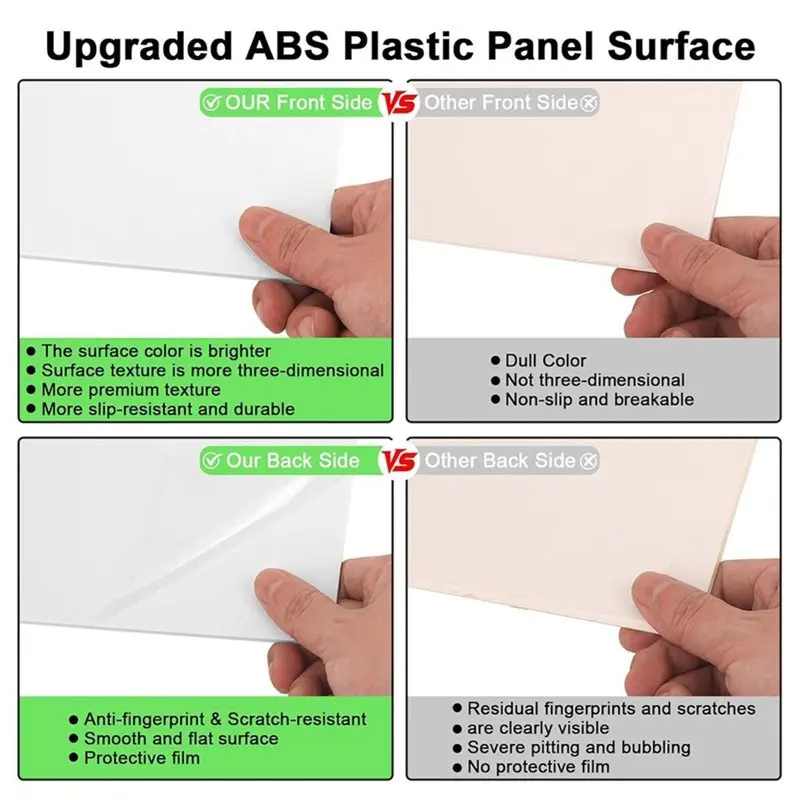 ABYN-4Pack White ABS Plastic Sheet 12