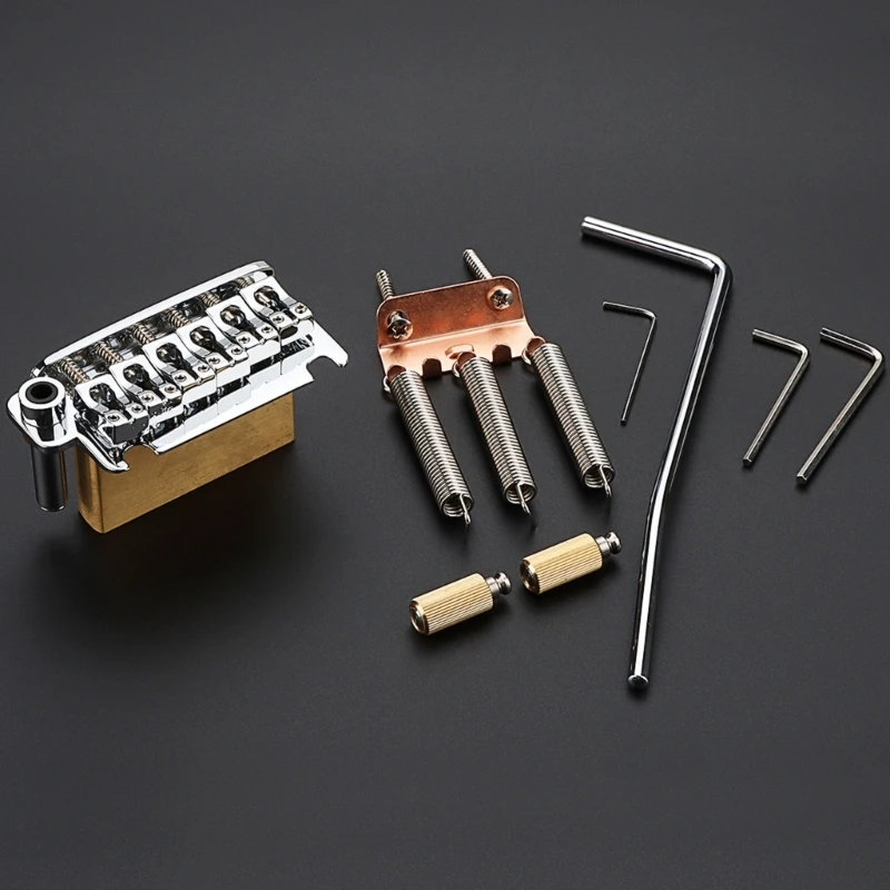 2 Point Electric Guitar Tremolo Bridge Replacement Tremolo Bridge and Full Size Brass Block for 6 String Guitar