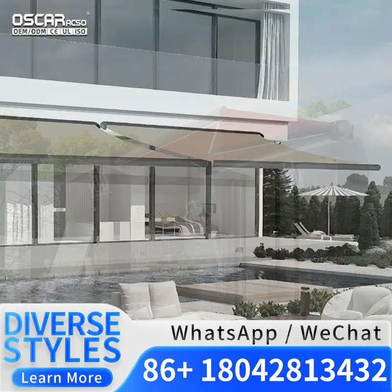Hot Sale Folding Retractable Motorized Awnings for Balcony Outdoor Garden with Remote Retractable Awning