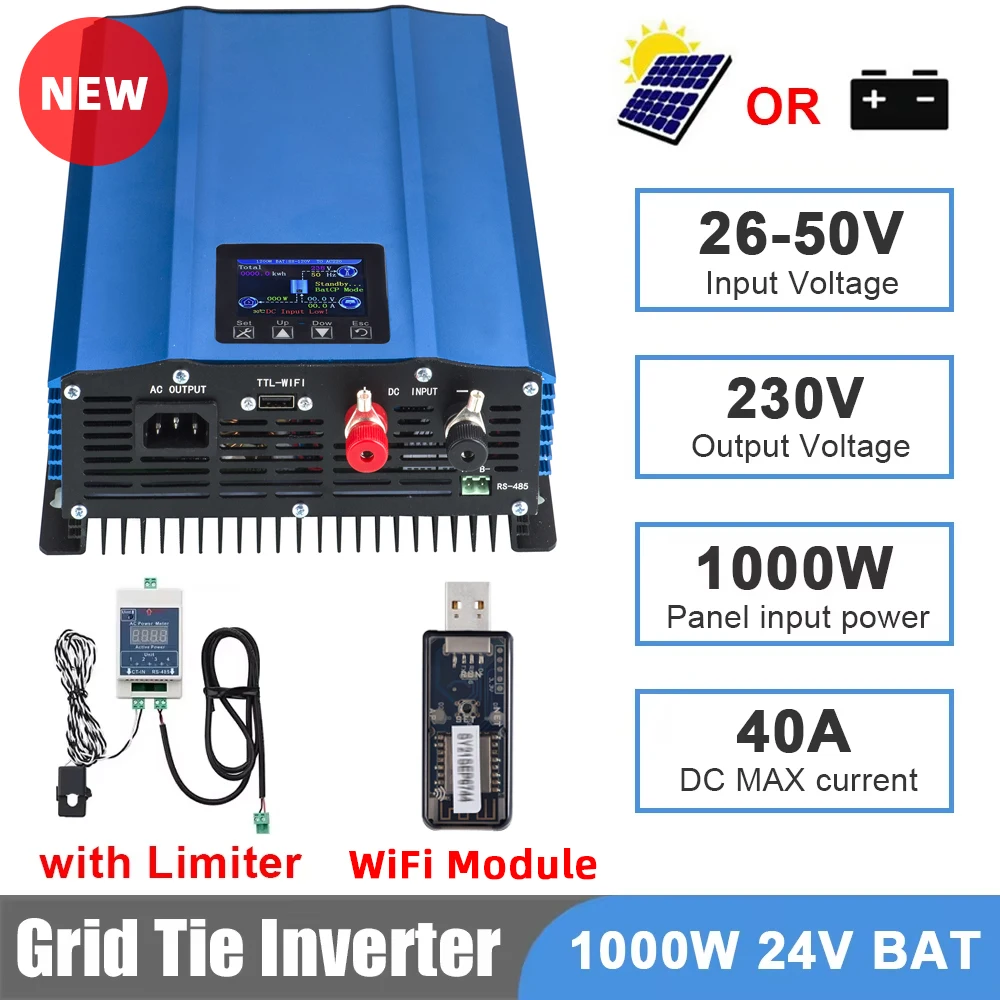 Y&H 1200W 1000W グリッドタイインバーター リミッター付き 純粋な正弦