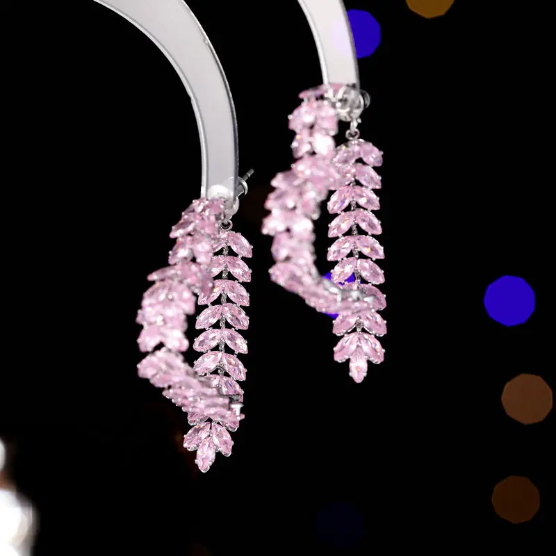 

Light Luxury Front and Back Wear Style High-end Earrings Simple Versatile Super Sparkling Zircon Wheat Sp