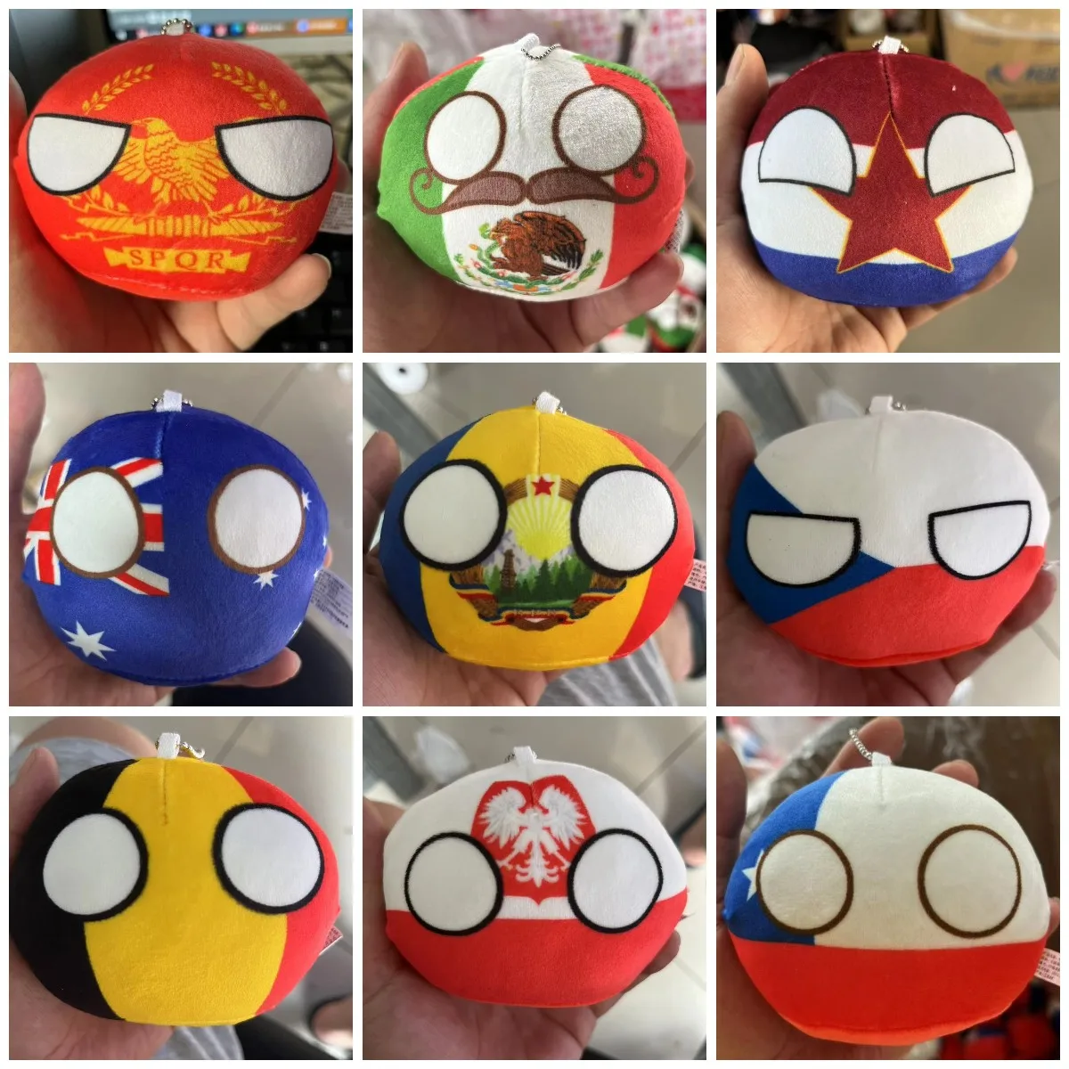 Mainan mewah bola negara 10cm 70 gaya bola Negara liontin Polandball mainan boneka bola negara hadiah Natal untuk anak-anak