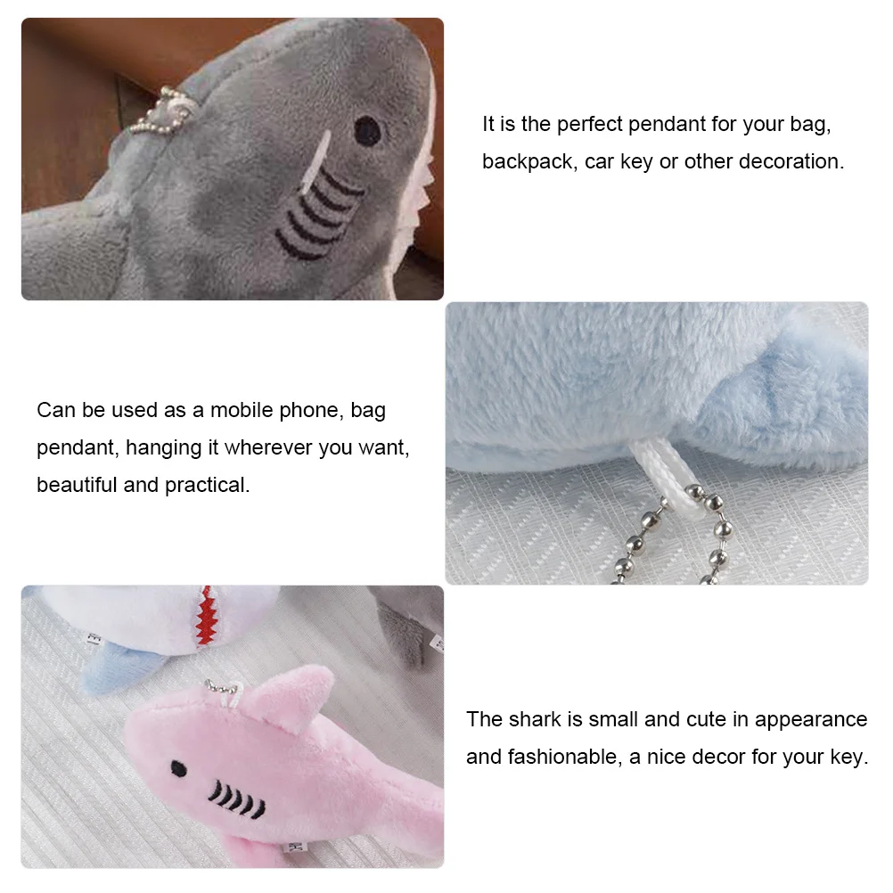 Pingente de corrente de desenho animado adorável pequeno formato de tubarão pendurado decoração para bolsa celular mochila porta-chaves pingente oceano