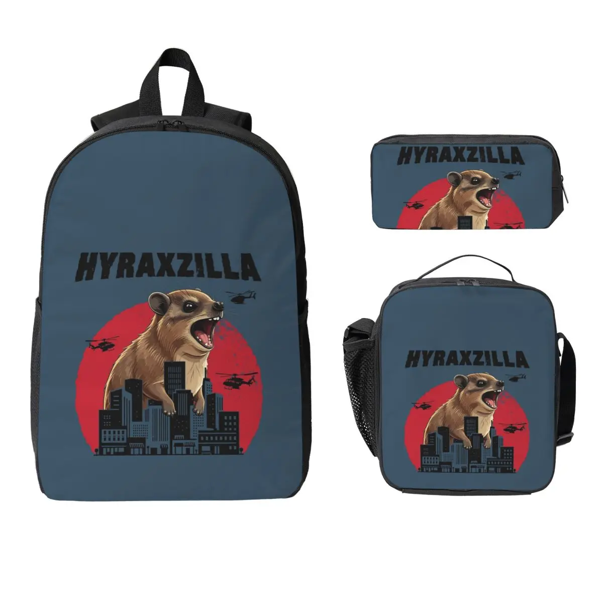 

Rock Hyrax Zilla Awawa Groundhog Dassi Backpack Student Boys Girls BookBag School Bag 3ps Insulated Lunch Bag Pencil Case