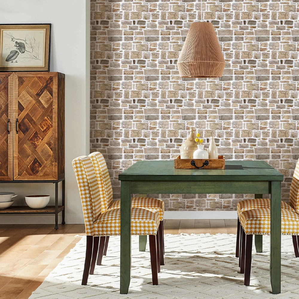 20 قطعة من ألواح الحائط اللاصقة المصنوعة من الحجر الصناعي ثلاثية الأبعاد، ملصقات حائط لغرفة المعيشة (10 قدم مربع/صندوق)، ديكور جدار المزرعة #2